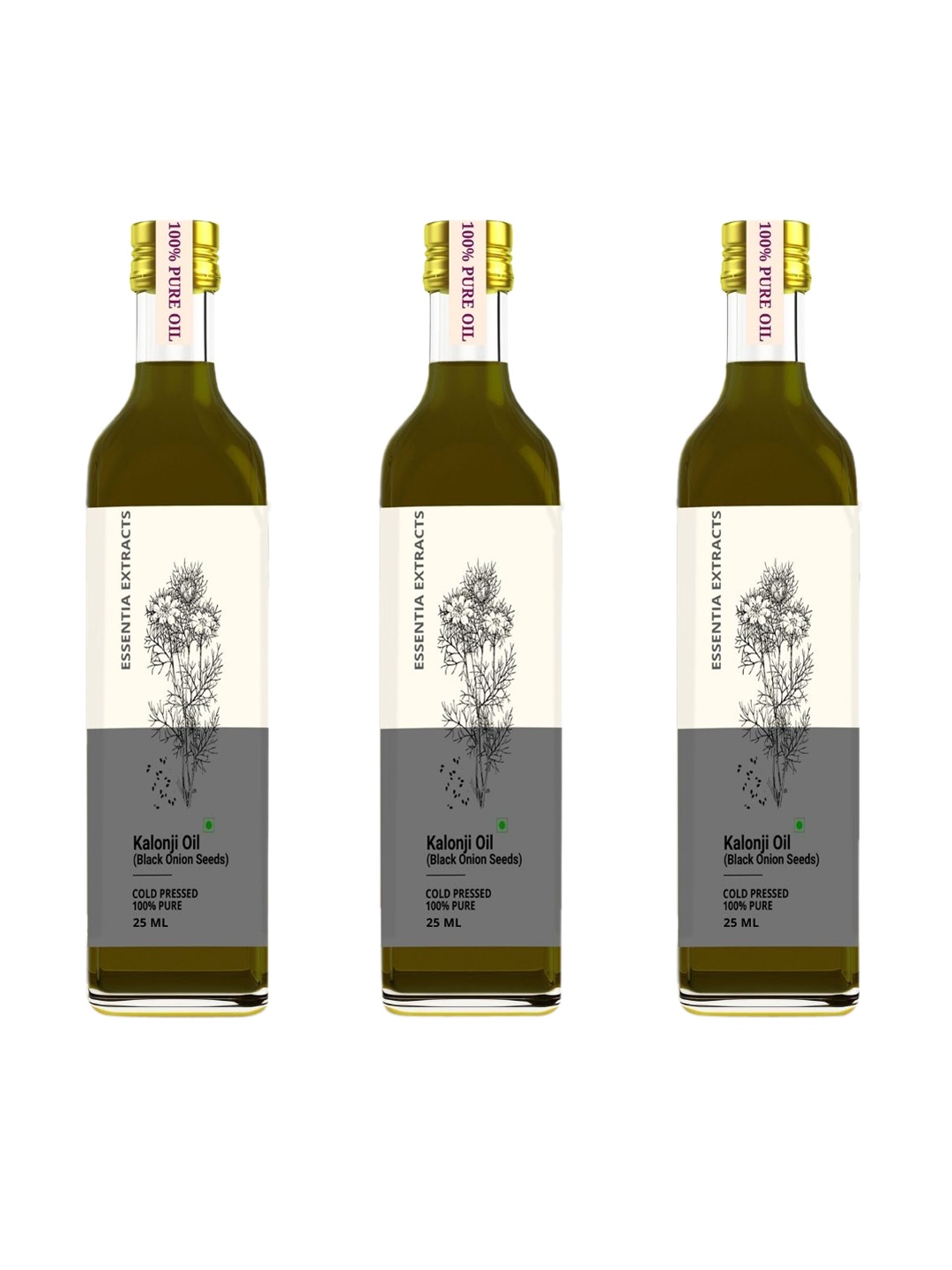 ESSENTIA EXTRACTS Set of 3 Cold Pressed Pure Kalonji Black Onion Seeds Oils - 25 ml each, White
ESSENTIA EXTRACTS Set of 3 Cold Pressed Pure Kalonji Black Onion Seeds Oils - 25 ml each, White