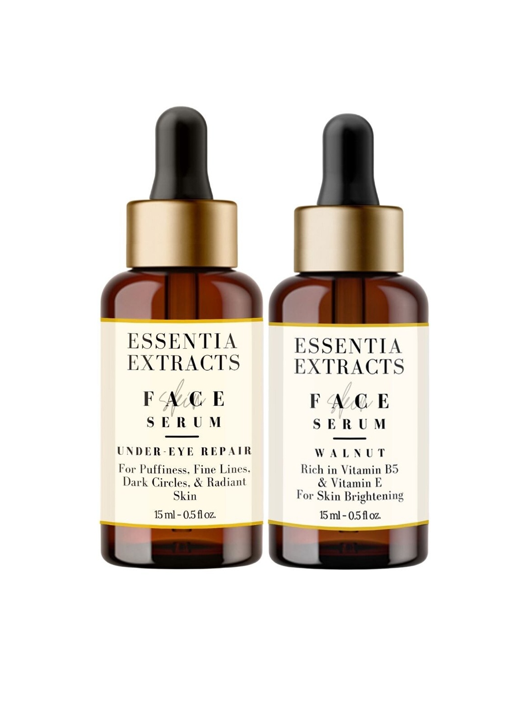 ESSENTIA EXTRACTS Set of Walnut Facial Serum & Under Eye Repair Serum - 15 ml each, Off white
ESSENTIA EXTRACTS Set of Walnut Facial Serum & Under Eye Repair Serum - 15 ml each, Off white