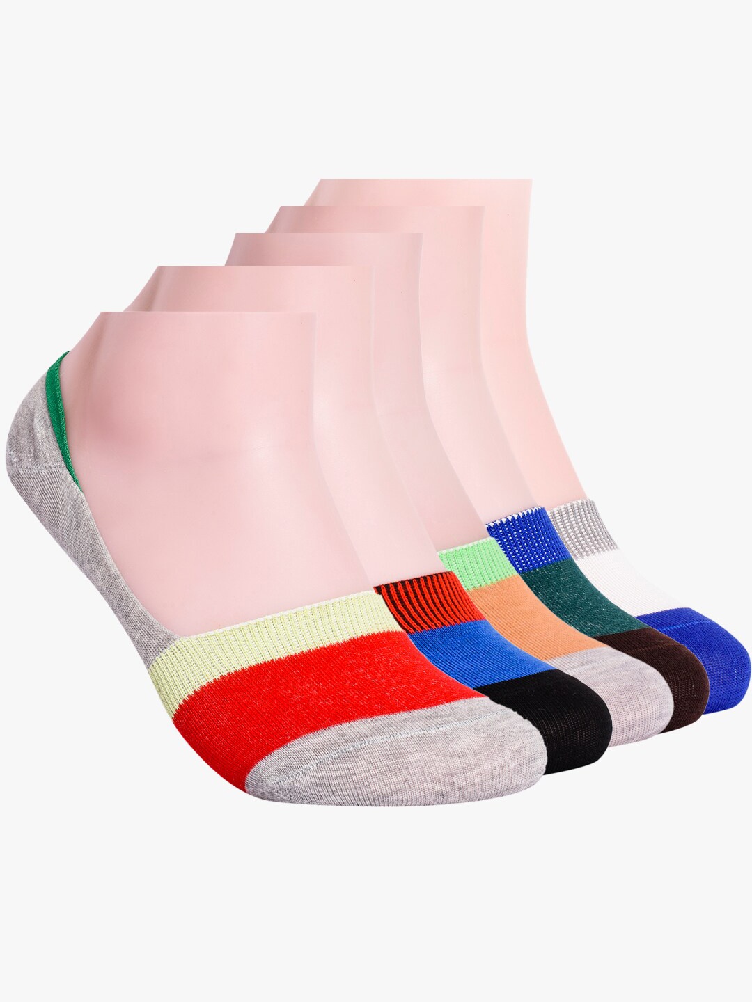 BuckleUp Men Pack Of 5 Assorted Cotton Shoe Liners
