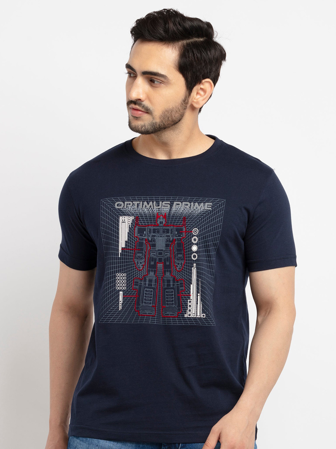 Status Quo Men Navy Blue & White Transformers Printed Cotton T-shirt
Status Quo Men Navy Blue & White Transformers Printed Cotton T-shirt