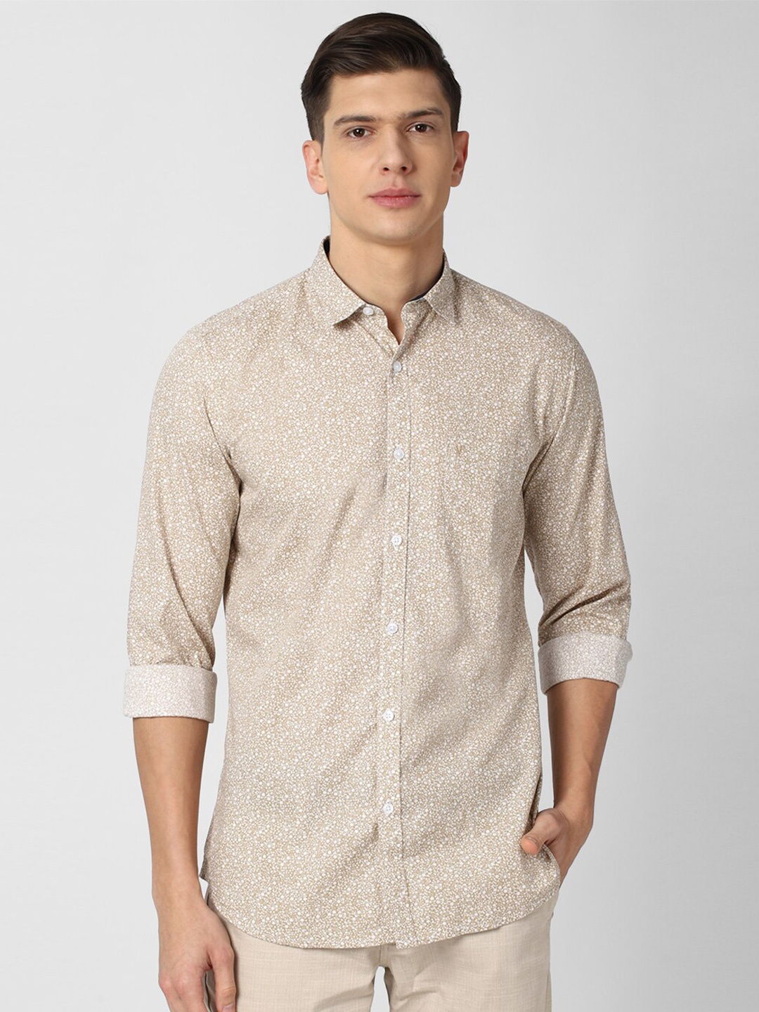 Van Heusen Sport Men Khaki Slim Fit Printed Casual Shirt