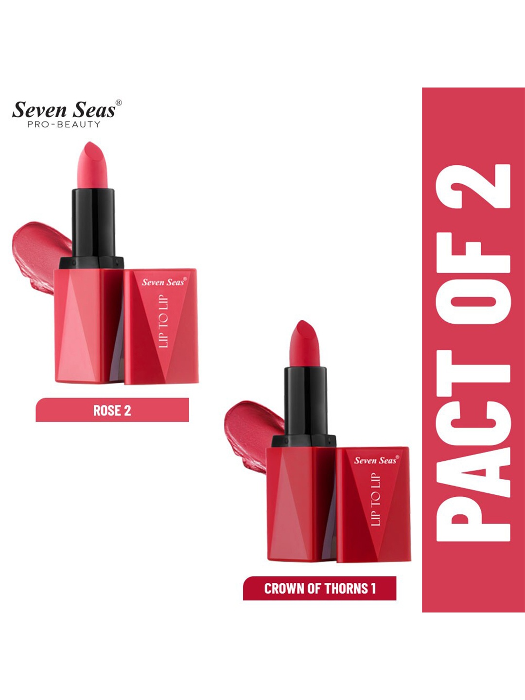 Seven Seas Set of 2 Lip To Lip Matte Lipstick - Rose2-303 & Crown Of Thorns 304, Pink
Seven Seas Set of 2 Lip To Lip Matte Lipstick - Rose2-303 & Crown Of Thorns 304, Pink