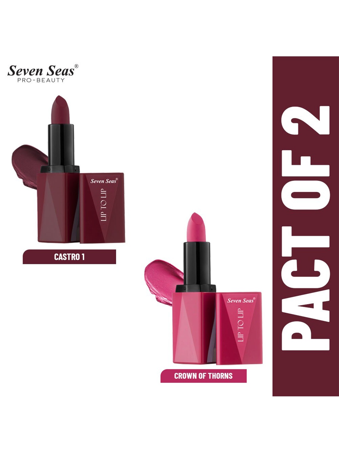 Seven Seas Set of 2 Lip To Lip Matte Lipstick - Castro 1 307 & Crown of Thorns 311, Brown
Seven Seas Set of 2 Lip To Lip Matte Lipstick - Castro 1 307 & Crown of Thorns 311, Brown