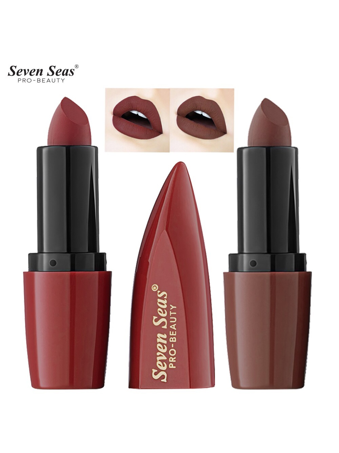 Seven Seas Pro-Beauty Set of 2 Ultimate Matte Lipsticks - Chestnut Rose 2 & Castro 1, Maroon
Seven Seas Pro-Beauty Set of 2 Ultimate Matte Lipsticks - Chestnut Rose 2 & Castro 1, Maroon