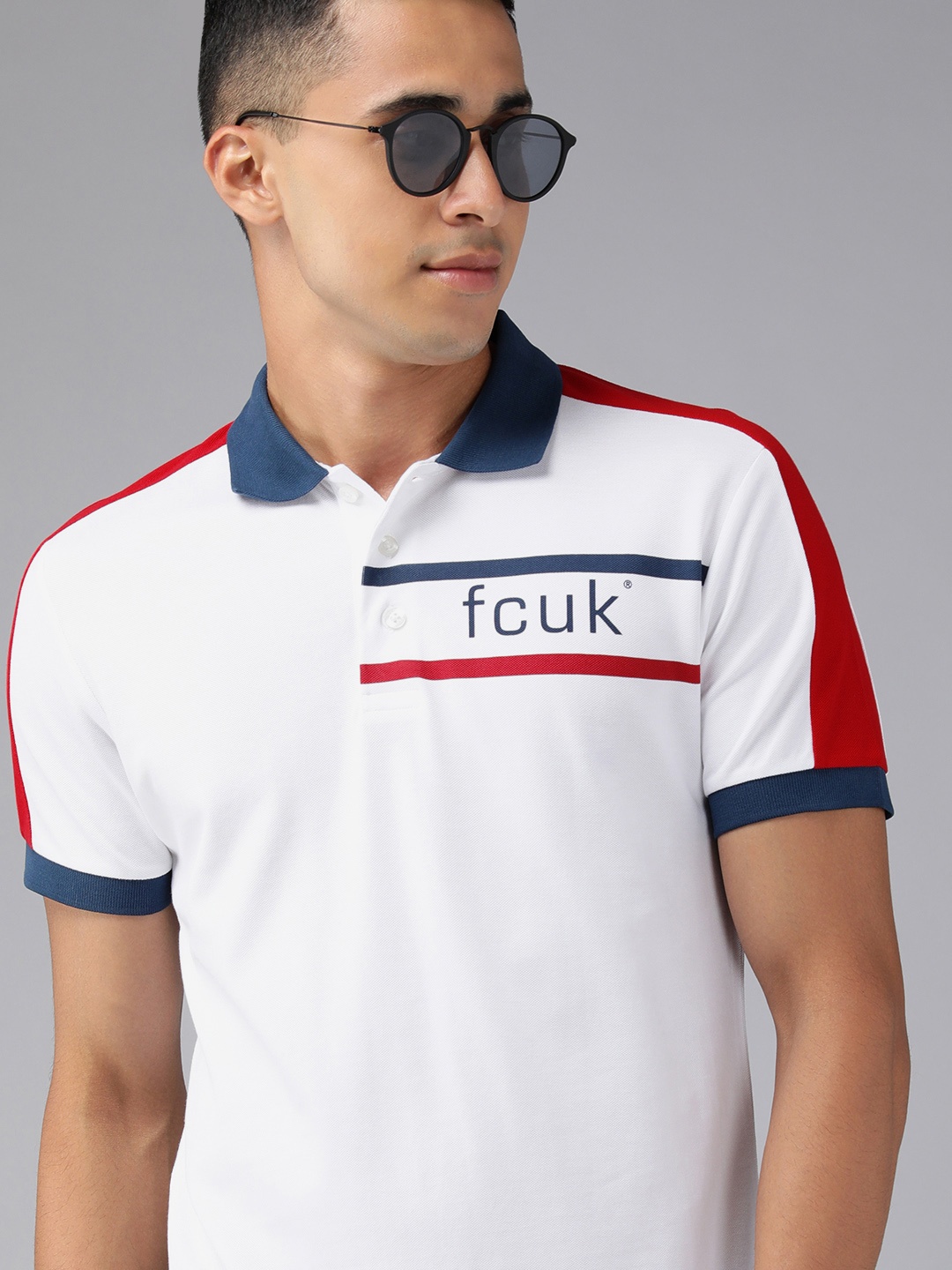 French Connection Men White & Red Brand Logo Printed Polo Collar Pure Cotton Slim Fit T-shirt
French Connection Men White & Red Brand Logo Printed Polo Collar Pure Cotton Slim Fit T-shirt