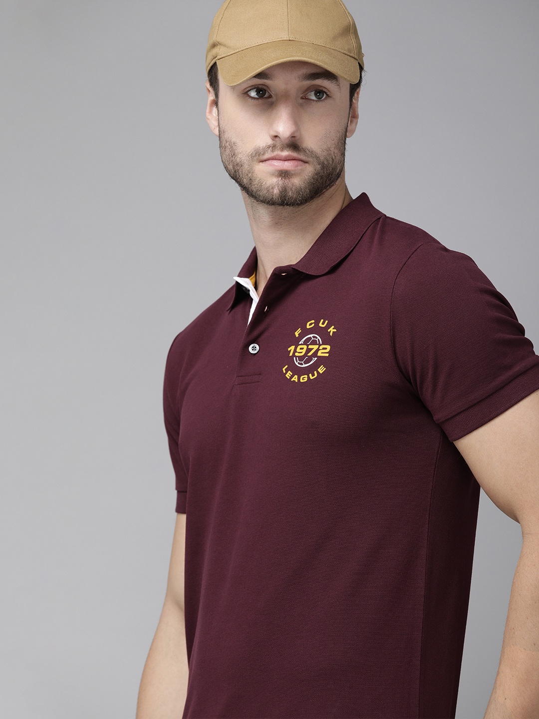 French Connection Men Burgundy Printed Detail Polo Collar Pure Cotton Slim Fit T-shirt
French Connection Men Burgundy Printed Detail Polo Collar Pure Cotton Slim Fit T-shirt
