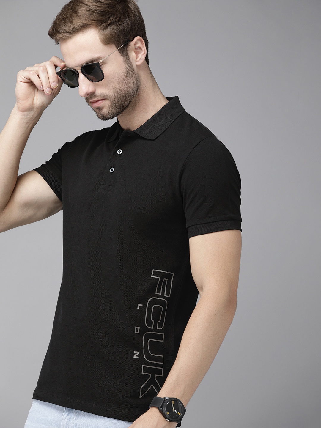 French Connection Men Black Brand Logo Printed Polo Collar Pure Cotton Slim Fit T-shirt
French Connection Men Black Brand Logo Printed Polo Collar Pure Cotton Slim Fit T-shirt