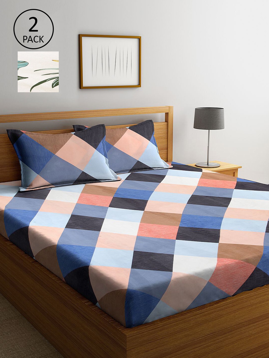 KLOTTHE Pack of 2 Blue & Yellow Geometric 210 TC King Bedsheet with 4 Pillow Covers
KLOTTHE Pack of 2 Blue & Yellow Geometric 210 TC King Bedsheet with 4 Pillow Covers