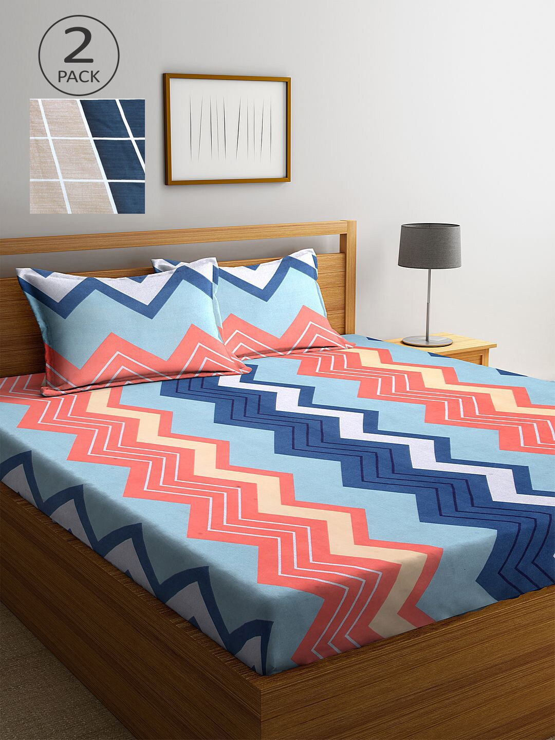 KLOTTHE Pack Of 2 Multicoloured Geometric 210 TC King Double Bedsheet With 4 Pillow Covers, Multi
KLOTTHE Pack Of 2 Multicoloured Geometric 210 TC King Double Bedsheet With 4 Pillow Covers, Multi