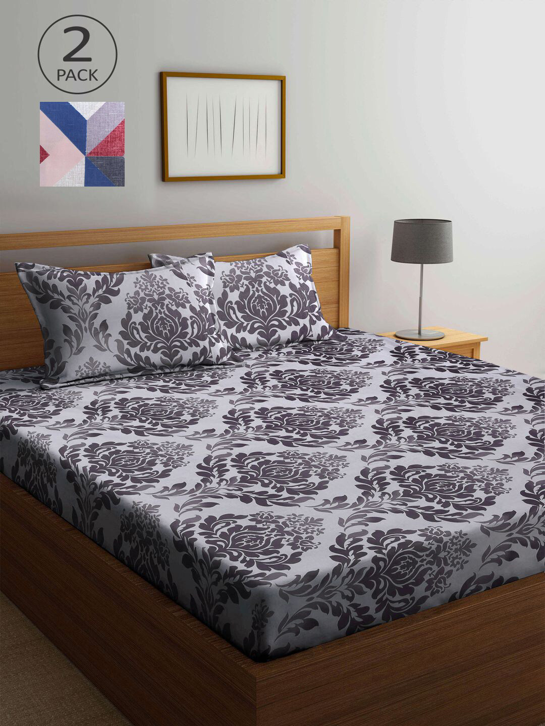 KLOTTHE Pack Of 2 Multicoloured Geometric 210 TC King Double Bedsheet With 4 Pillow Covers, Multi
KLOTTHE Pack Of 2 Multicoloured Geometric 210 TC King Double Bedsheet With 4 Pillow Covers, Multi
