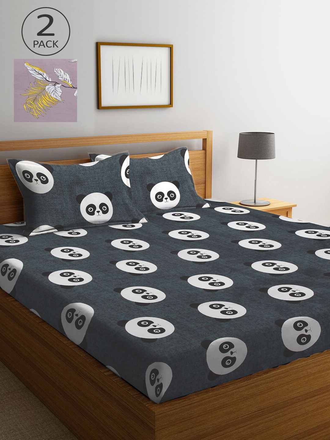 KLOTTHE Charcoal & Mauve Cartoon Characters 210 TC 2 King Bedsheet with 4 Pillow Covers
KLOTTHE Charcoal & Mauve Cartoon Characters 210 TC 2 King Bedsheet with 4 Pillow Covers