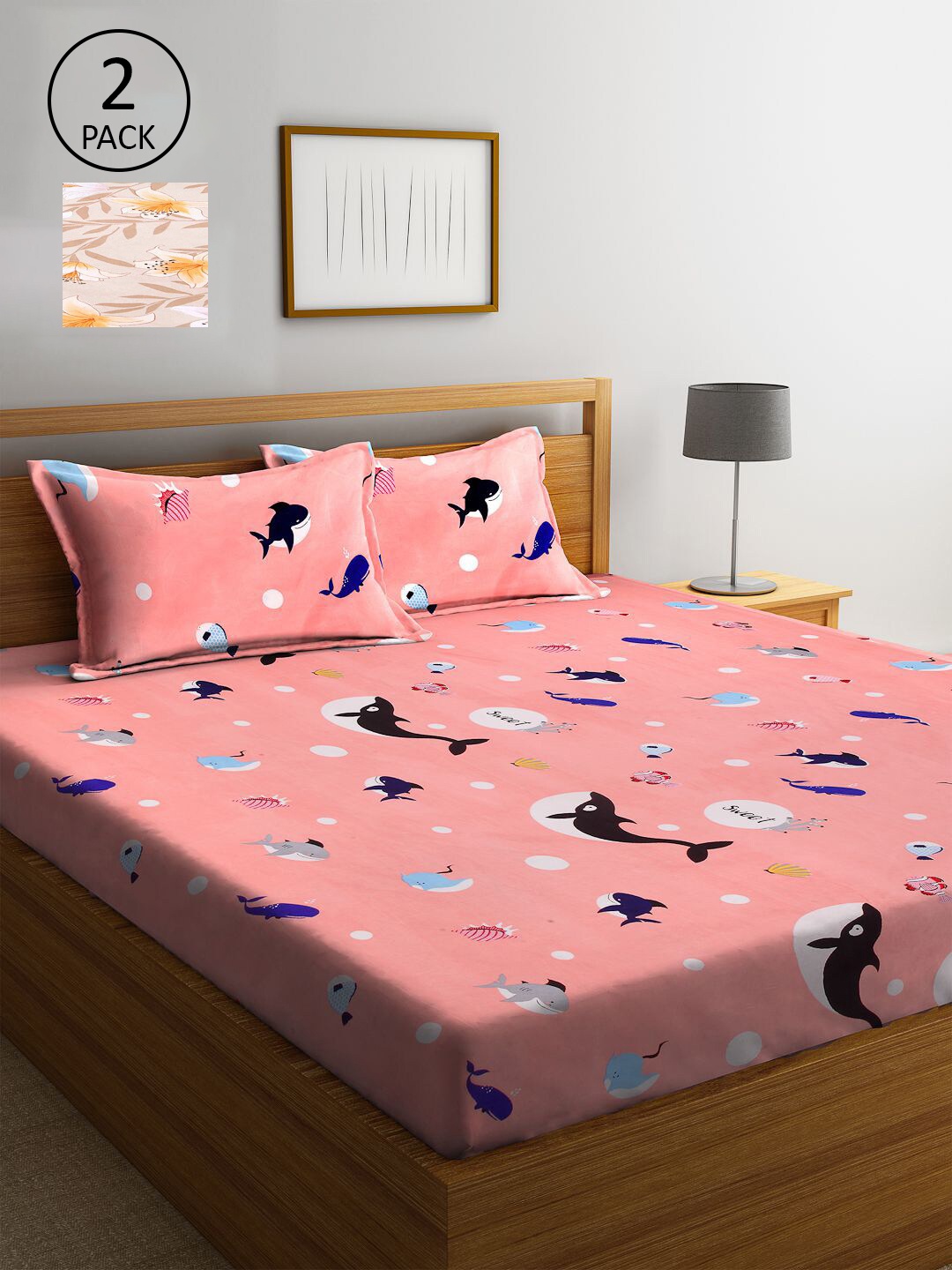 KLOTTHE Peach-Coloured & Beige Cartoon Characters 210 TC 2 King Bedsheet with 4 Pillow Covers
KLOTTHE Peach-Coloured & Beige Cartoon Characters 210 TC 2 King Bedsheet with 4 Pillow Covers
