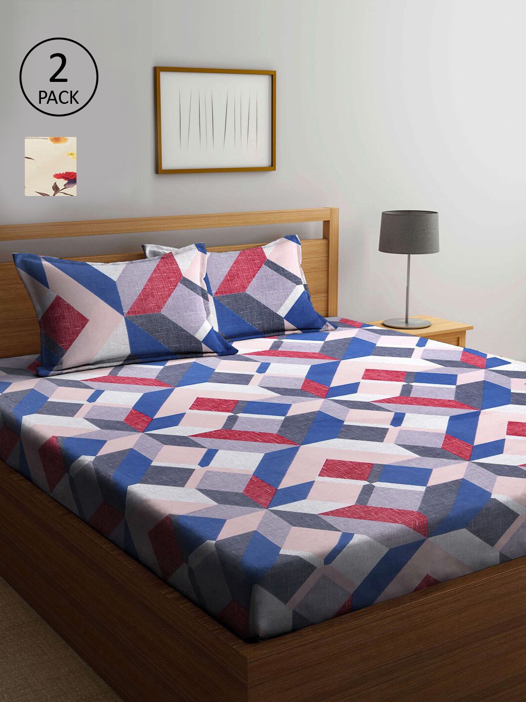 KLOTTHE Multicoloured Geometric 210 TC 2 King Bedsheet with 4 Pillow Covers, Multi
KLOTTHE Multicoloured Geometric 210 TC 2 King Bedsheet with 4 Pillow Covers, Multi
