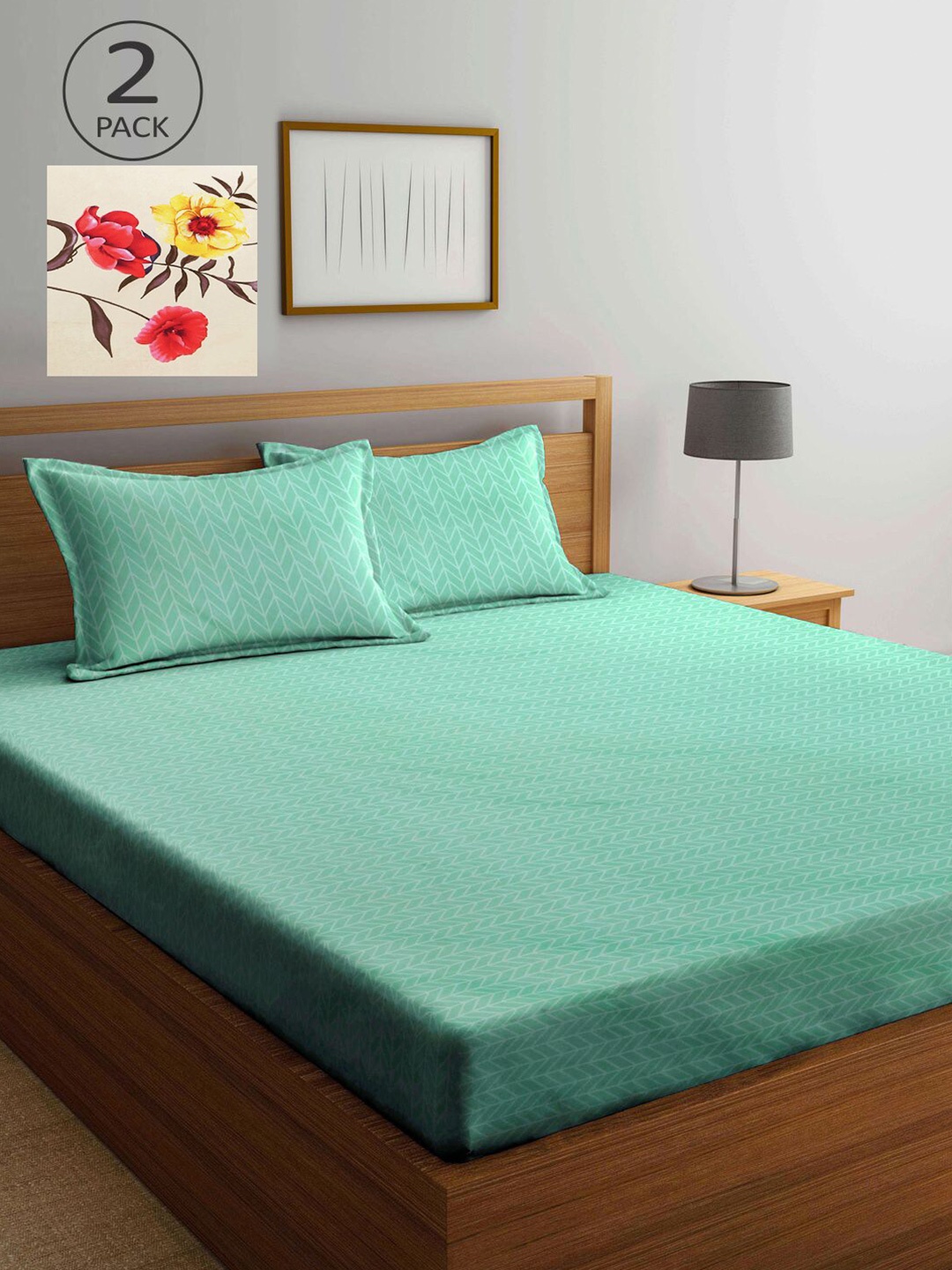 KLOTTHE Green & Cream-Coloured Geometric 210 TC 2 King Bedsheet with 4 Pillow Covers
KLOTTHE Green & Cream-Coloured Geometric 210 TC 2 King Bedsheet with 4 Pillow Covers
