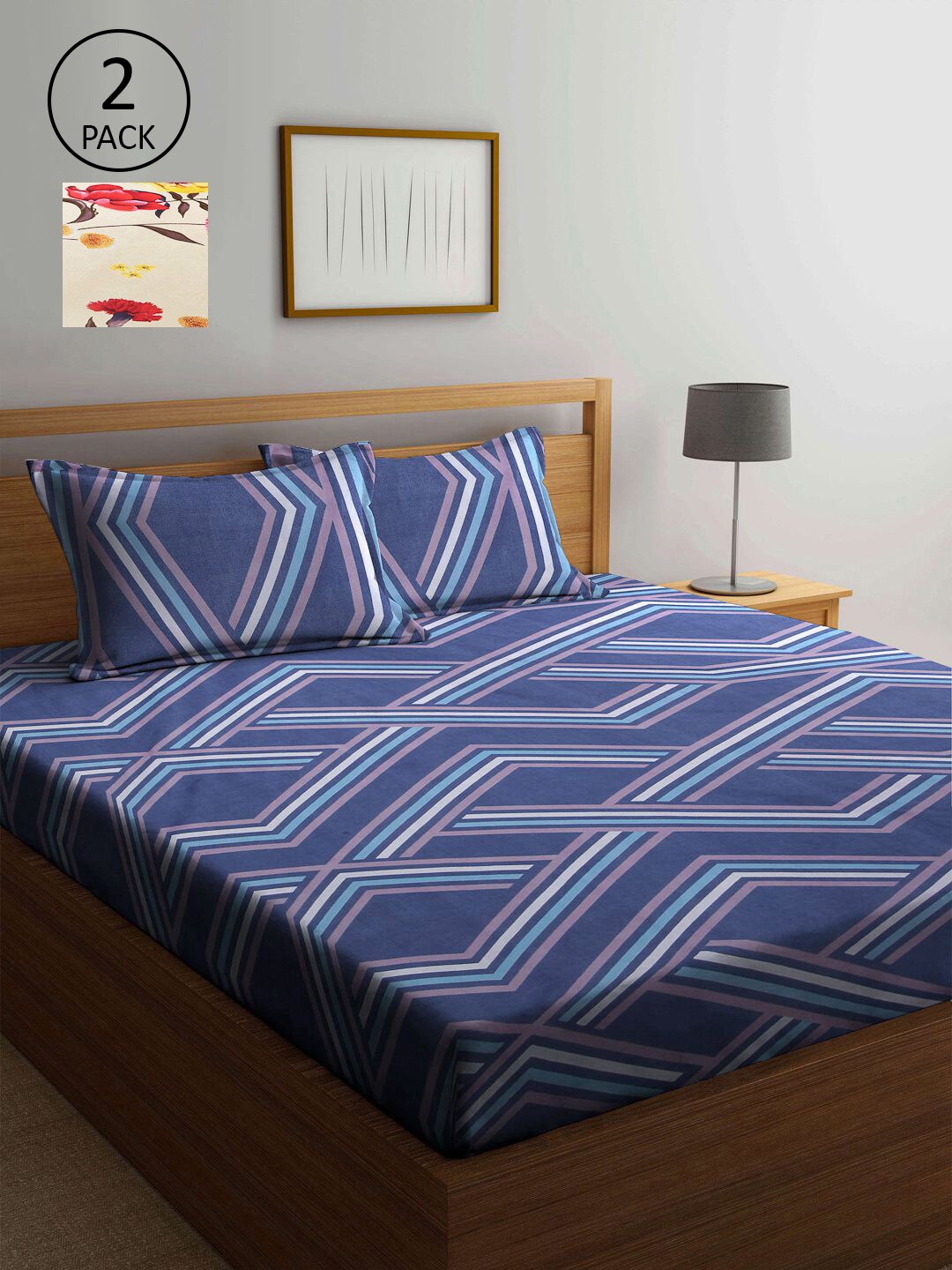KLOTTHE Blue & Cream-Coloured Geometric 210 TC 2 King Bedsheet with 4 Pillow Covers
KLOTTHE Blue & Cream-Coloured Geometric 210 TC 2 King Bedsheet with 4 Pillow Covers