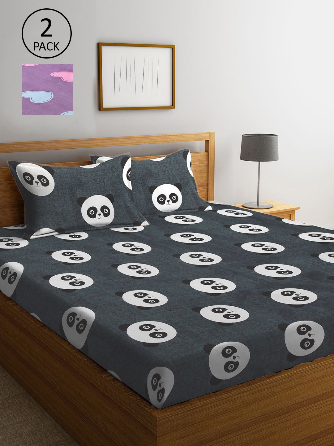 KLOTTHE Grey & Purple Cartoon Characters 210 TC 2 King Bedsheet with 4 Pillow Covers
KLOTTHE Grey & Purple Cartoon Characters 210 TC 2 King Bedsheet with 4 Pillow Covers