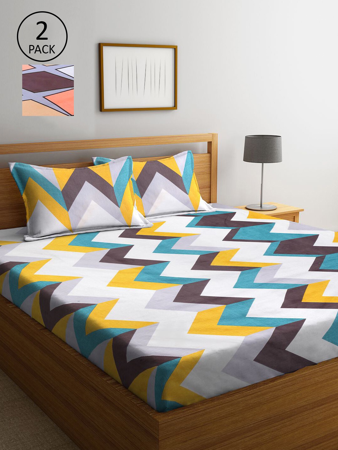 KLOTTHE Multicoloured Geometric 210 TC 2 King Bedsheet with 4 Pillow Covers, Multi
KLOTTHE Multicoloured Geometric 210 TC 2 King Bedsheet with 4 Pillow Covers, Multi