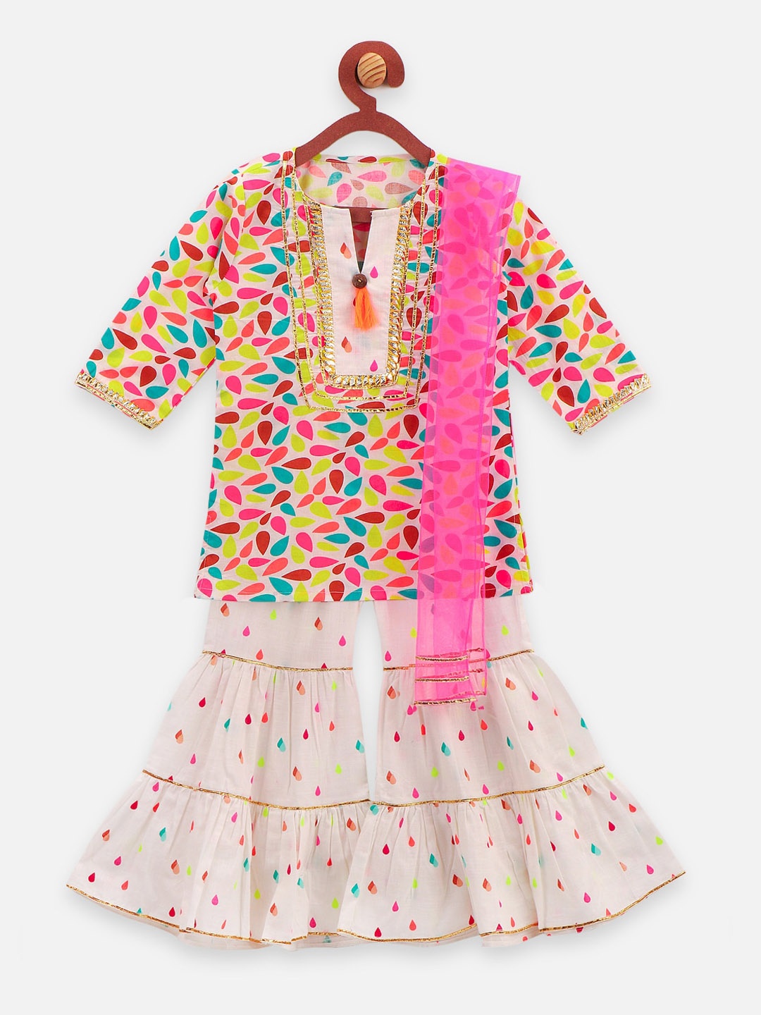 LilPicks Girls Multicoloured Printed High Slit Pure Cotton Kurti with Palazzos & With Dupatta, Multi
LilPicks Girls Multicoloured Printed High Slit Pure Cotton Kurti with Palazzos & With Dupatta, Multi