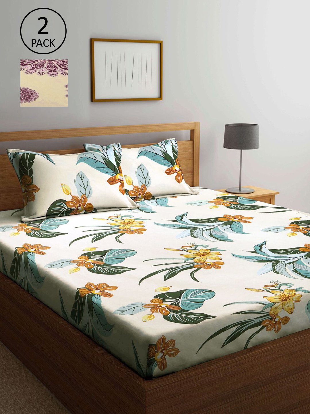 KLOTTHE Off White & Cream-Coloured Floral 210 TC 2 King Bedsheet with 4 Pillow Covers
KLOTTHE Off White & Cream-Coloured Floral 210 TC 2 King Bedsheet with 4 Pillow Covers