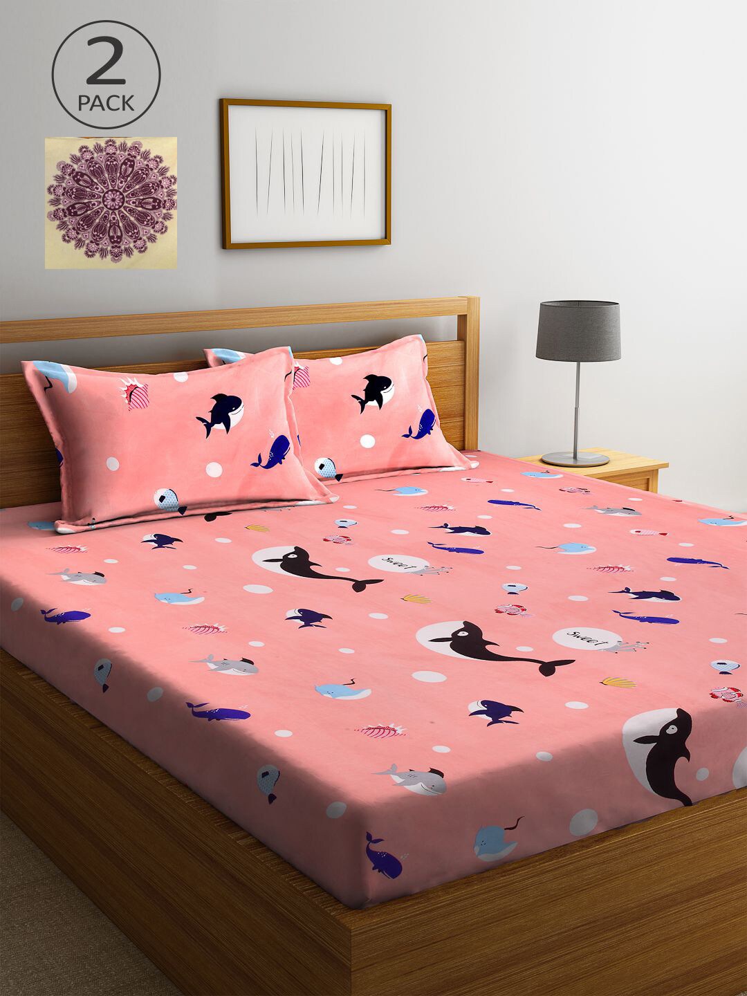 KLOTTHE Peach-Coloured & Cream-Coloured Cartoon Characters 210 TC 2 King Bedsheet with 4 Pillow Covers
KLOTTHE Peach-Coloured & Cream-Coloured Cartoon Characters 210 TC 2 King Bedsheet with 4 Pillow Covers