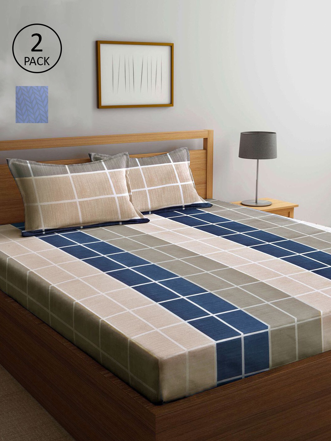 KLOTTHE Blue & Grey Geometric 210 TC 2 King Bedsheet with 4 Pillow Covers
KLOTTHE Blue & Grey Geometric 210 TC 2 King Bedsheet with 4 Pillow Covers