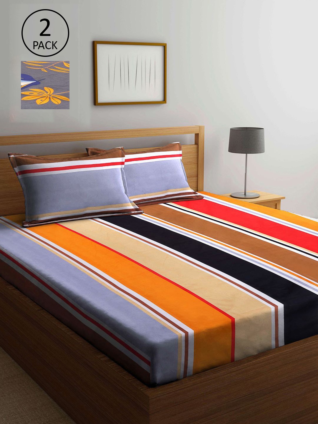KLOTTHE Multicoloured Striped 210 TC 2 King Bedsheet with 4 Pillow Covers, Multi
KLOTTHE Multicoloured Striped 210 TC 2 King Bedsheet with 4 Pillow Covers, Multi