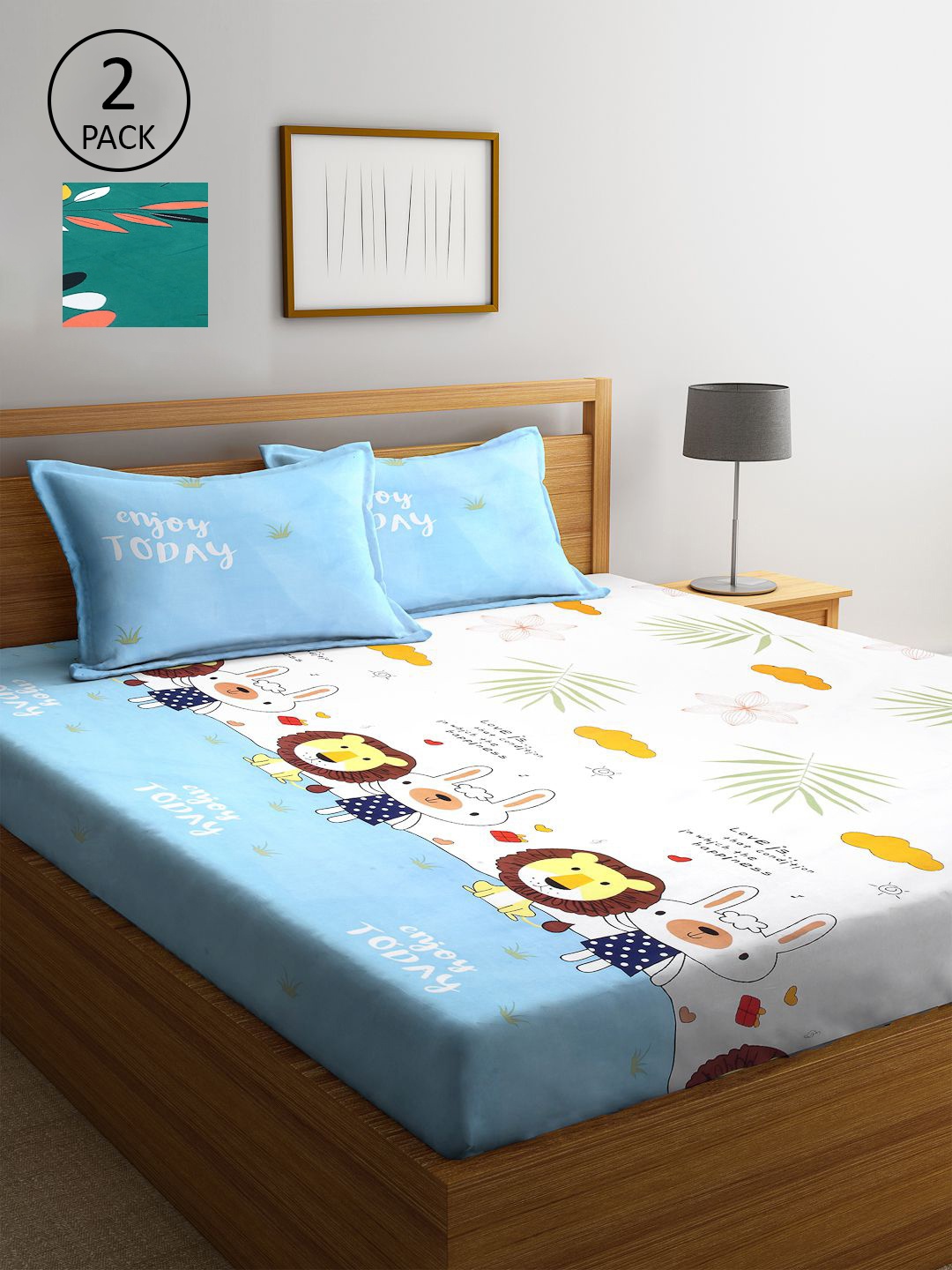 KLOTTHE Multicoloured Cartoon Characters 210 TC 2 King Bedsheet with 4 Pillow Covers, Multi
KLOTTHE Multicoloured Cartoon Characters 210 TC 2 King Bedsheet with 4 Pillow Covers, Multi