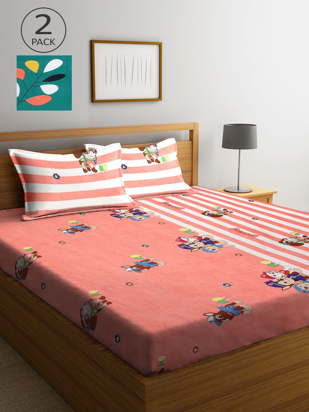 KLOTTHE Multicoloured Cartoon Characters 210 TC 2 King Bedsheet with 4 Pillow Covers, Multi
KLOTTHE Multicoloured Cartoon Characters 210 TC 2 King Bedsheet with 4 Pillow Covers, Multi