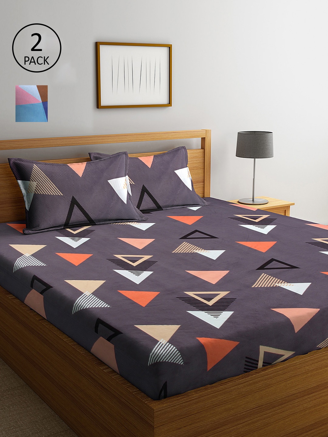 KLOTTHE Multicoloured Geometric 210 TC Set Of 2King Bedsheet with 2 Pillow Covers, Multi
KLOTTHE Multicoloured Geometric 210 TC Set Of 2King Bedsheet with 2 Pillow Covers, Multi