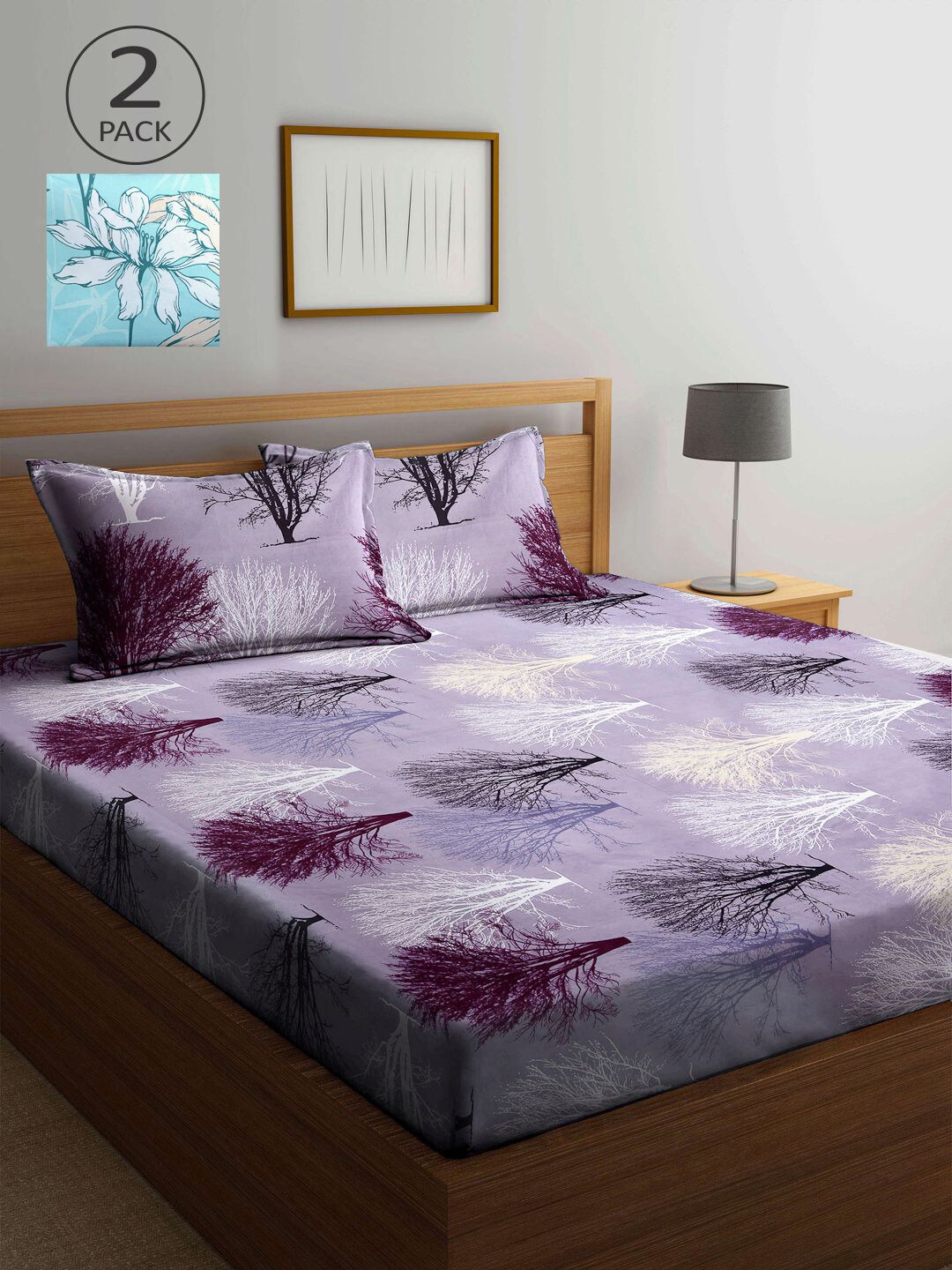 KLOTTHE Lavender & Turquoise Blue Floral 210 TC 2 King Bedsheet with 4 Pillow Covers
KLOTTHE Lavender & Turquoise Blue Floral 210 TC 2 King Bedsheet with 4 Pillow Covers