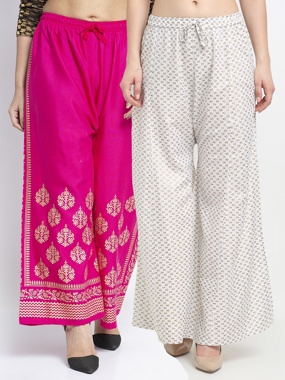 Jinfo Women Pink & White Set Of 2 Ethnic Motifs Printed Flared Knitted Ethnic Palazzos
Jinfo Women Pink & White Set Of 2 Ethnic Motifs Printed Flared Knitted Ethnic Palazzos