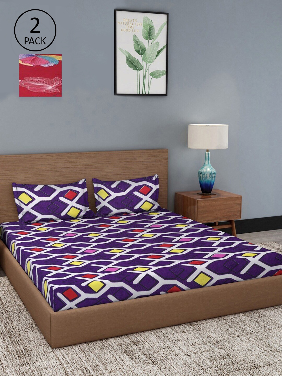 Dhrohar Assorted Floral 180 TC 2 King Bedsheet with 4 Pillow Covers