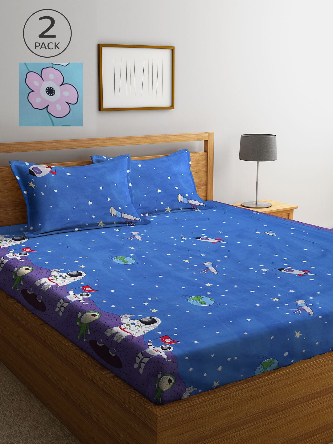 KLOTTHE Multicoloured Cartoon Characters 210 TC 2 King Bedsheet with 4 Pillow Covers, Multi
KLOTTHE Multicoloured Cartoon Characters 210 TC 2 King Bedsheet with 4 Pillow Covers, Multi