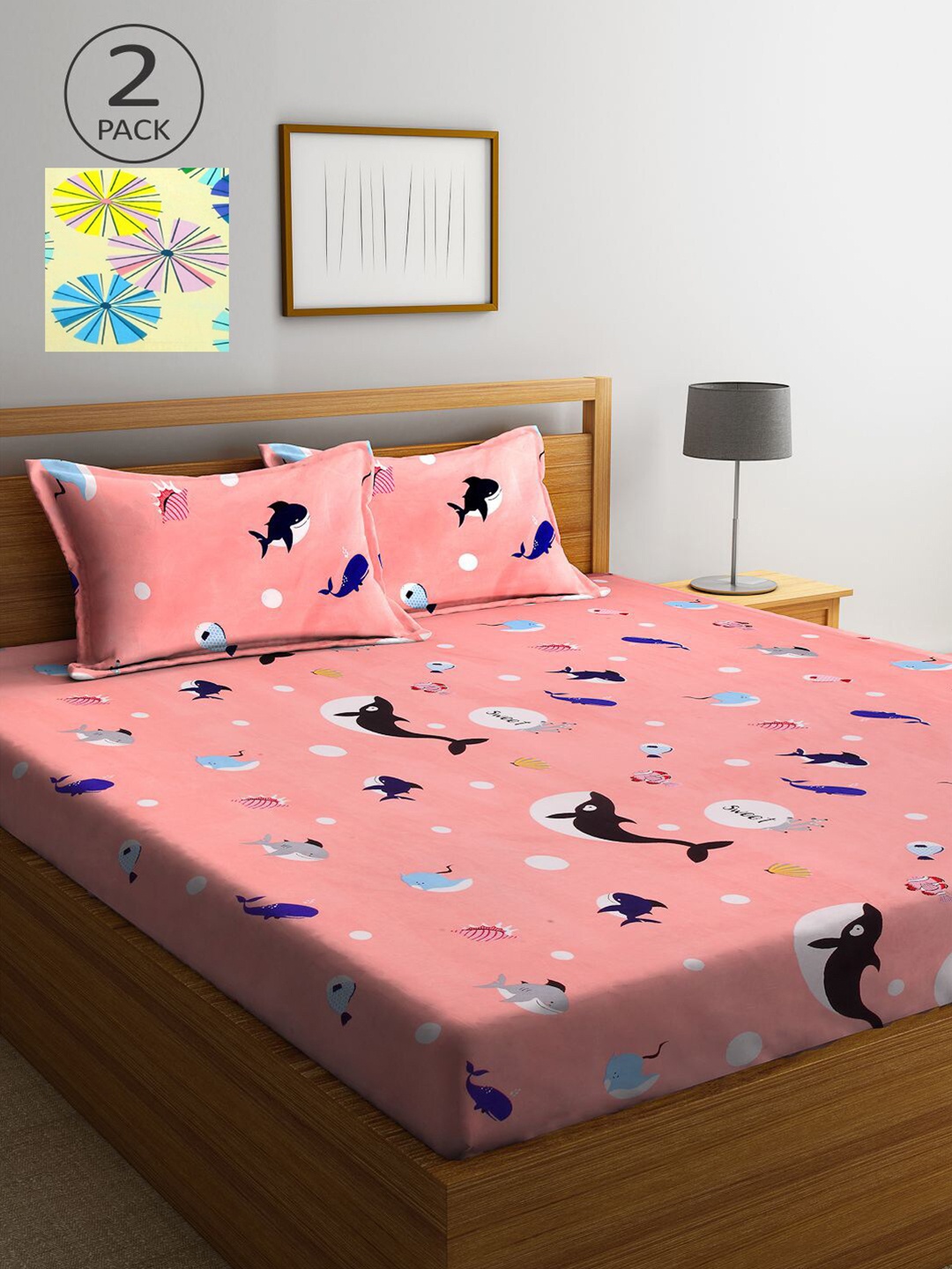KLOTTHE Peach-Coloured & Yellow Cartoon Characters 210 TC 2 King Bedsheet with 4 Pillow Covers
KLOTTHE Peach-Coloured & Yellow Cartoon Characters 210 TC 2 King Bedsheet with 4 Pillow Covers