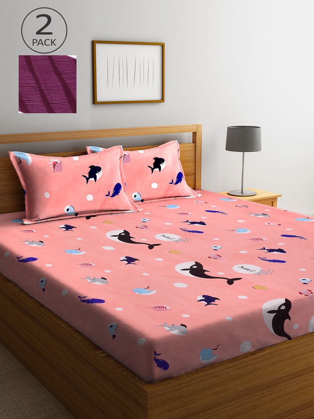 KLOTTHE Pink & Peach-Coloured Cartoon Characters 210 TC 2 King Bedsheet with 4 Pillow Covers
KLOTTHE Pink & Peach-Coloured Cartoon Characters 210 TC 2 King Bedsheet with 4 Pillow Covers
