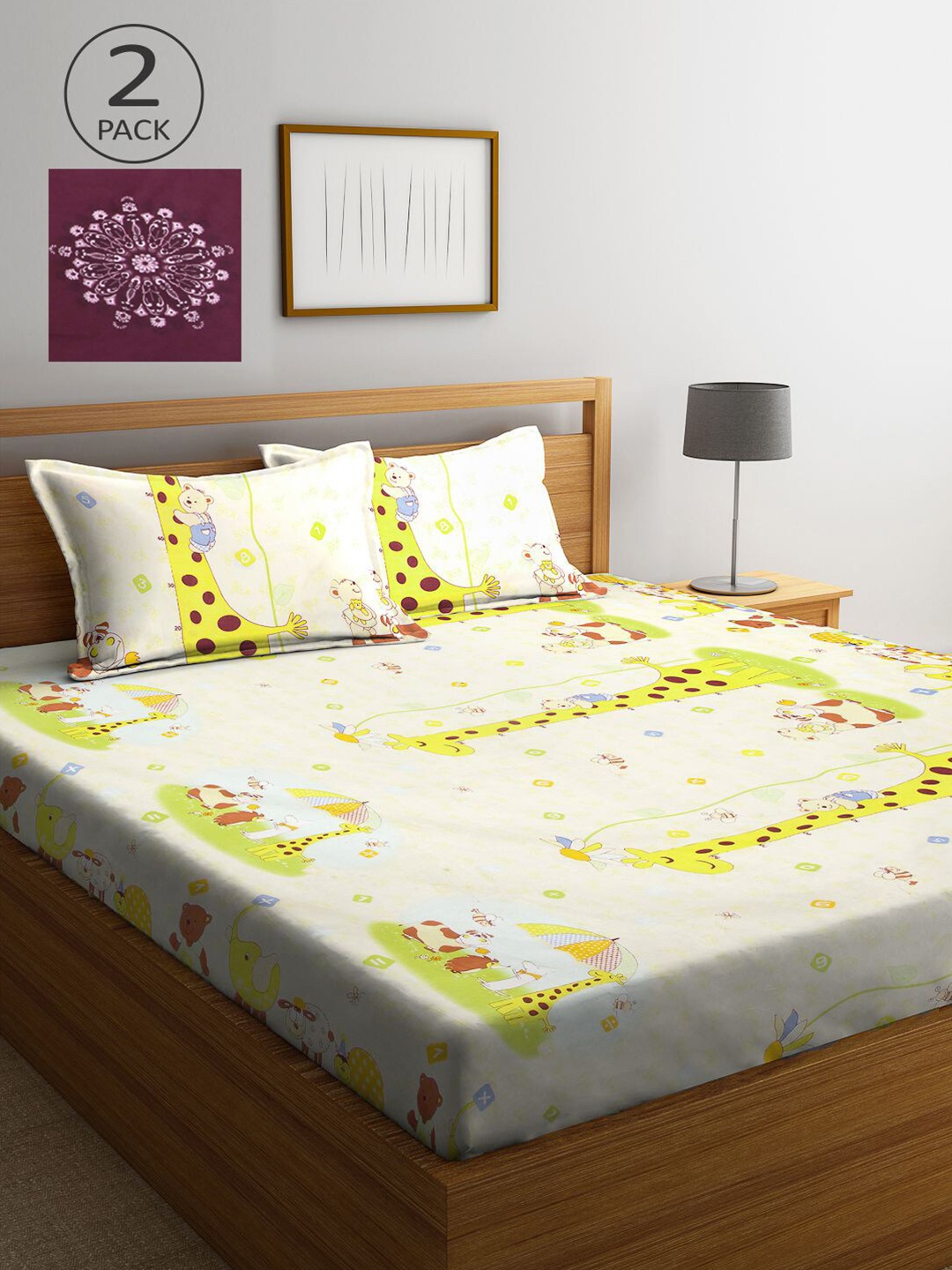 KLOTTHE Off White & Maroon Cartoon Characters 210 TC 2 King Bedsheet with 4 Pillow Covers
KLOTTHE Off White & Maroon Cartoon Characters 210 TC 2 King Bedsheet with 4 Pillow Covers
