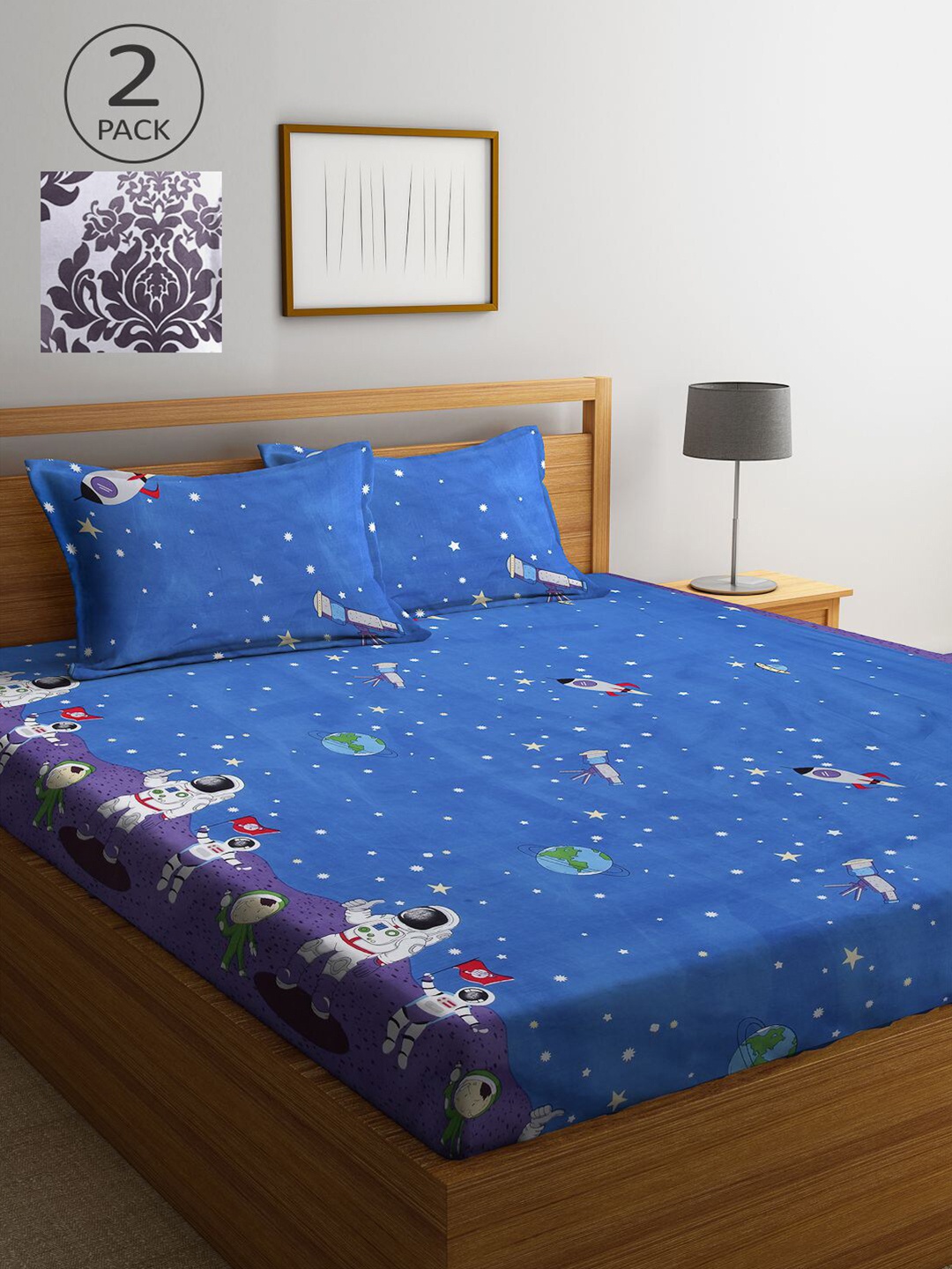 KLOTTHE Multicoloured Cartoon Characters 210 TC 2 King Bedsheet with 4 Pillow Covers, Multi
KLOTTHE Multicoloured Cartoon Characters 210 TC 2 King Bedsheet with 4 Pillow Covers, Multi