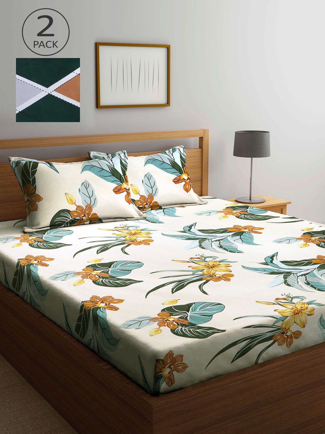 KLOTTHE Multicoloured Floral 210 TC 2 King Bedsheet with 4 Pillow Covers, Multi
KLOTTHE Multicoloured Floral 210 TC 2 King Bedsheet with 4 Pillow Covers, Multi