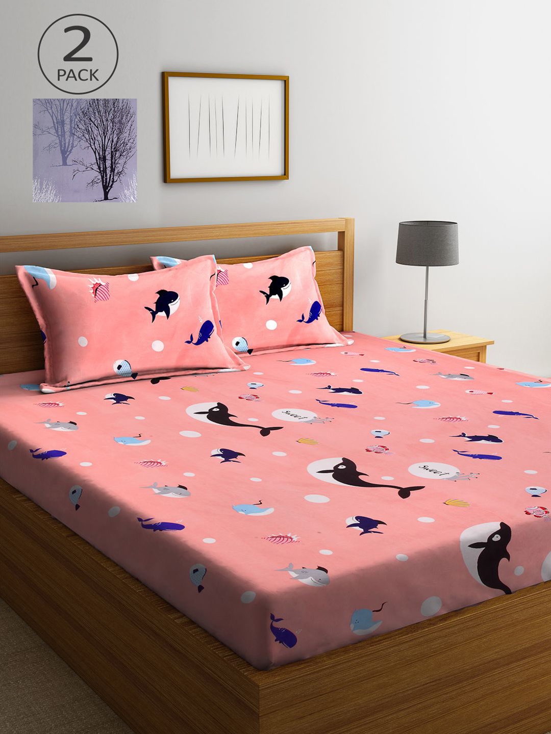 KLOTTHE Peach-Coloured & Lavender Cartoon Characters 210 TC 2 King Bedsheet with 4 Pillow Covers
KLOTTHE Peach-Coloured & Lavender Cartoon Characters 210 TC 2 King Bedsheet with 4 Pillow Covers