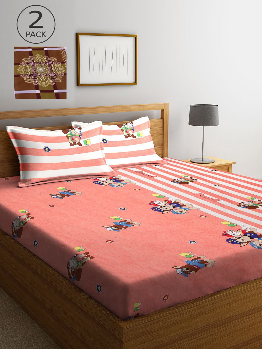 KLOTTHE Multicoloured Cartoon Characters 210 TC 2 King Bedsheet with 4 Pillow Covers, Multi
KLOTTHE Multicoloured Cartoon Characters 210 TC 2 King Bedsheet with 4 Pillow Covers, Multi