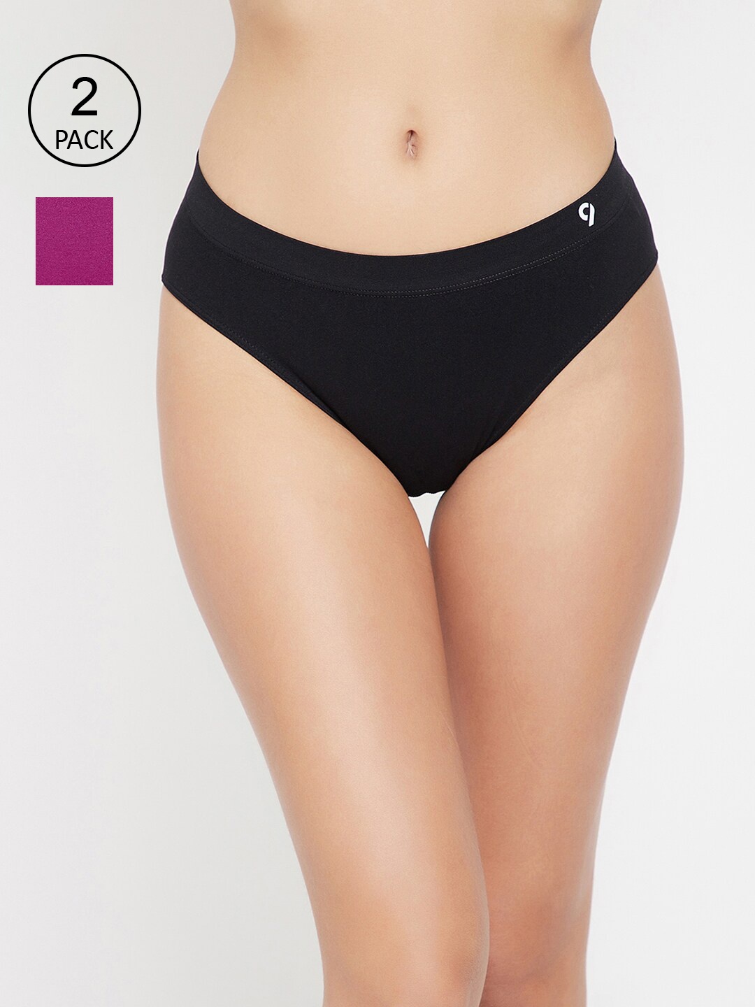 C9 AIRWEAR Women Pack of 2 Assorted Solid Basic Briefs