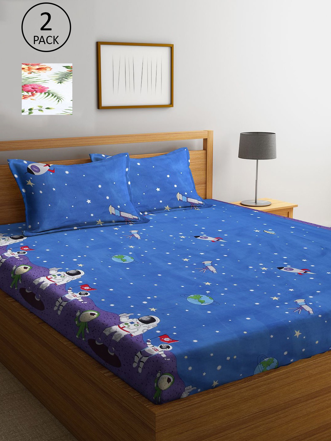 KLOTTHE Multicoloured Cartoon Characters 210 TC 2 King Bedsheet with 4 Pillow Covers, Multi
KLOTTHE Multicoloured Cartoon Characters 210 TC 2 King Bedsheet with 4 Pillow Covers, Multi