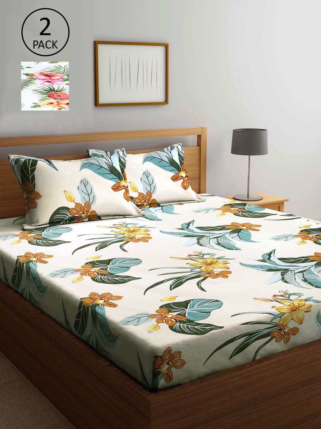 KLOTTHE Multicoloured Floral 210 TC 2 King Bedsheet with 4 Pillow Covers, Beige
KLOTTHE Multicoloured Floral 210 TC 2 King Bedsheet with 4 Pillow Covers, Beige