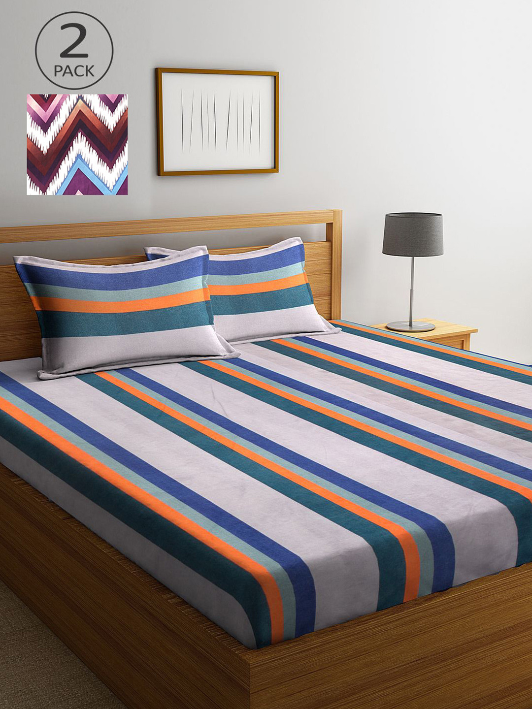 KLOTTHE Assorted Geometric 210 TC Set Of 2 King Bedsheet with 4 Pillow Covers
KLOTTHE Assorted Geometric 210 TC Set Of 2 King Bedsheet with 4 Pillow Covers