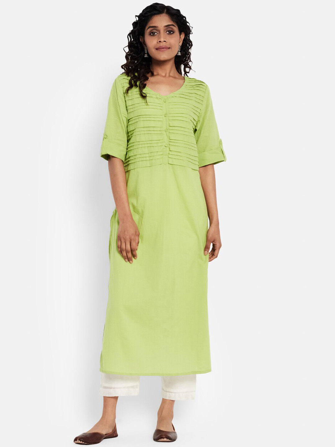 Fabindia Women Lime Green Yoke Design Kurta
Fabindia Women Lime Green Yoke Design Kurta