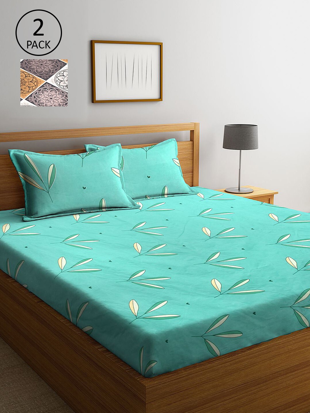 KLOTTHE Set Of 2 Sea Green & Grey Ethnic Motifs 210 TC King Bedsheet with 4 Pillow Covers
KLOTTHE Set Of 2 Sea Green & Grey Ethnic Motifs 210 TC King Bedsheet with 4 Pillow Covers
