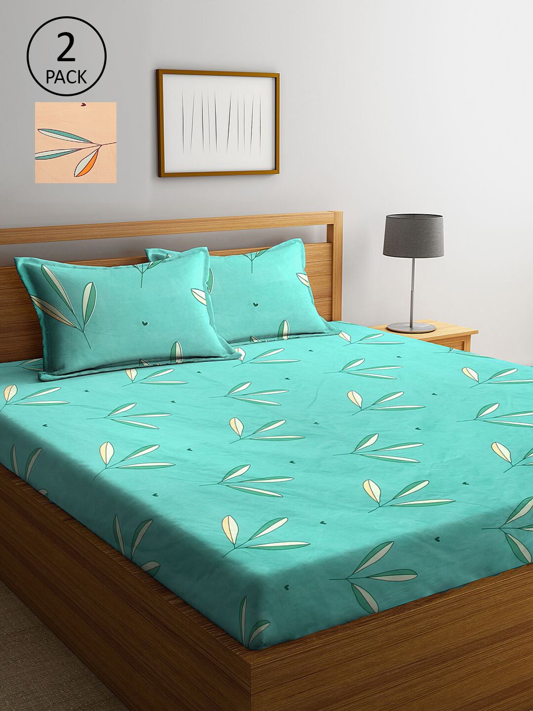 KLOTTHE Sea Green & Peach-Coloured Floral 210 TC 2 King Bedsheet with 4 Pillow Covers
KLOTTHE Sea Green & Peach-Coloured Floral 210 TC 2 King Bedsheet with 4 Pillow Covers
