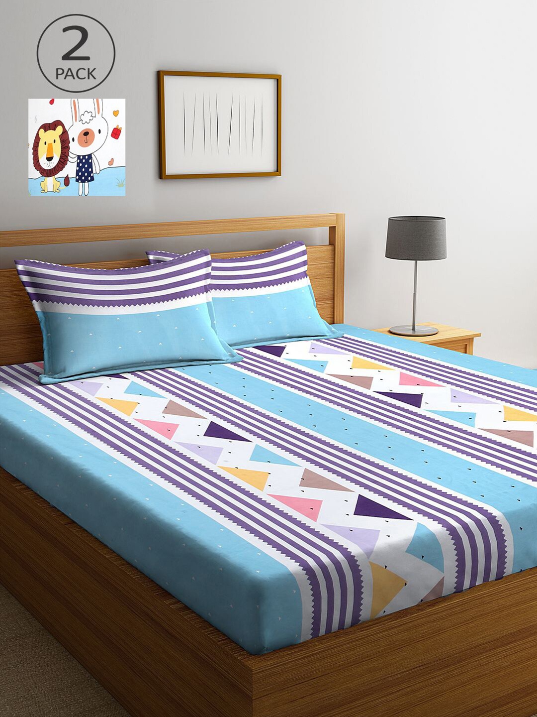 KLOTTHE Set of 2 Multi Color Striped Printed 300 TC King Bedsheets with 4 Pillow Covers
KLOTTHE Set of 2 Multi Color Striped Printed 300 TC King Bedsheets with 4 Pillow Covers