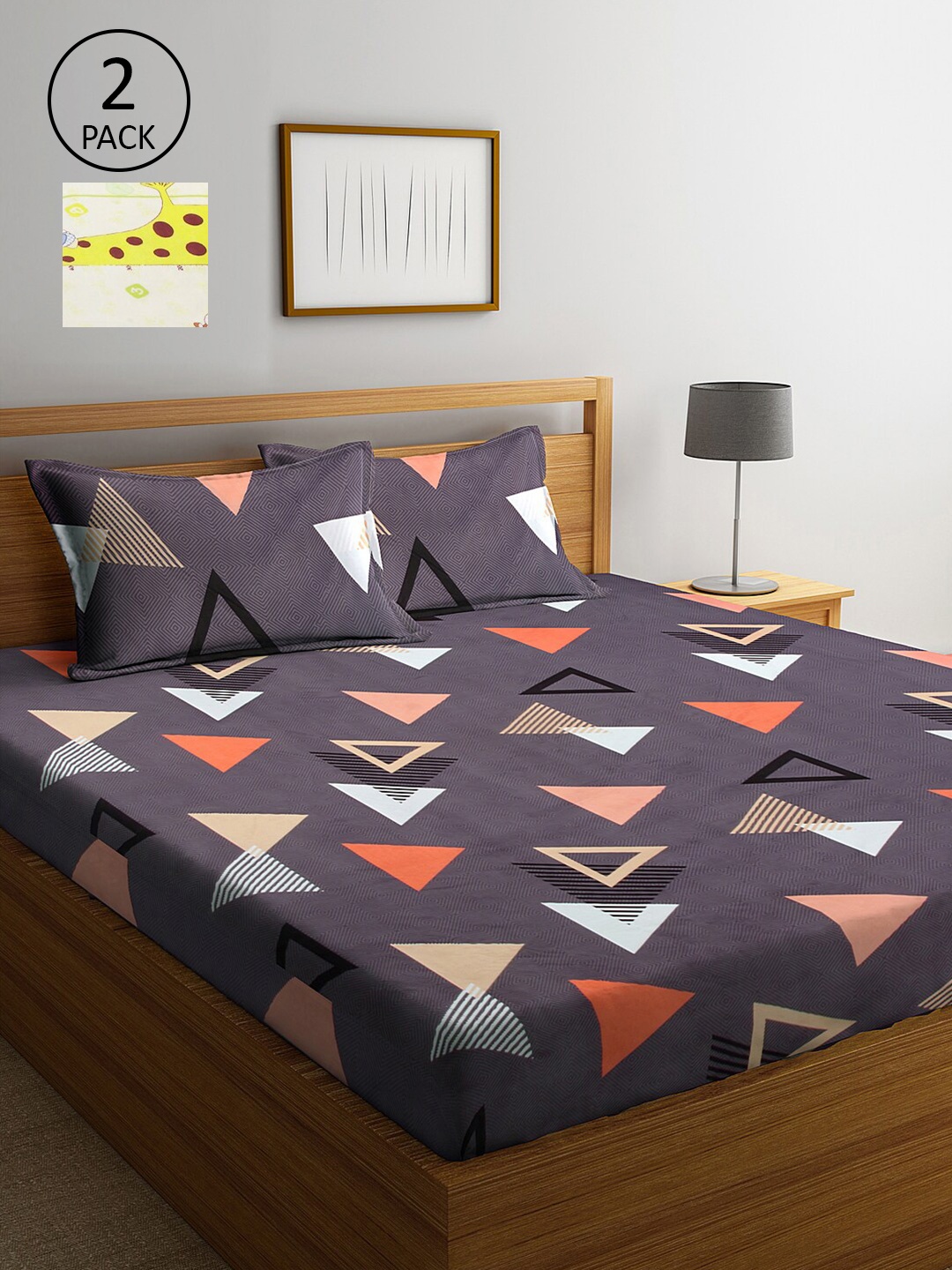 KLOTTHE Set of 2 Grey & Cream-Coloured Geometric 300 TC King Bedsheet with 4 Pillow Covers
KLOTTHE Set of 2 Grey & Cream-Coloured Geometric 300 TC King Bedsheet with 4 Pillow Covers