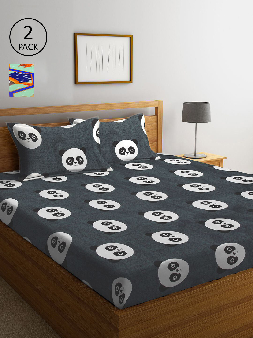 KLOTTHE Charcoal & Green Cartoon Characters 210 TC 2 King Bedsheet with 4 Pillow Covers
KLOTTHE Charcoal & Green Cartoon Characters 210 TC 2 King Bedsheet with 4 Pillow Covers